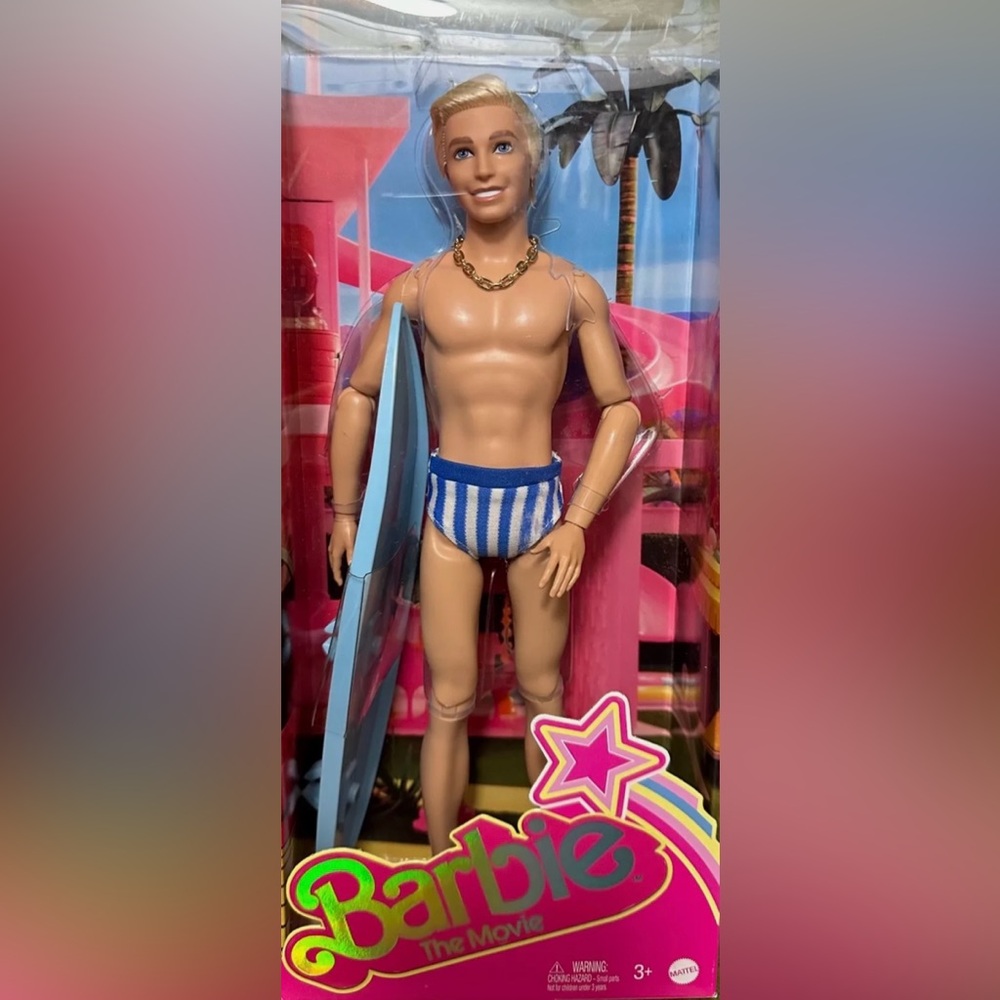 💎 BARBIE THE MOVIE KEN DOLL STRIPED SWIMSUIT BLUE DRESS “OOAK” 🏖️🏄🏼